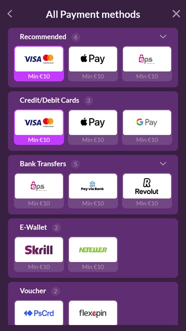 SlotRave mobile payment screen